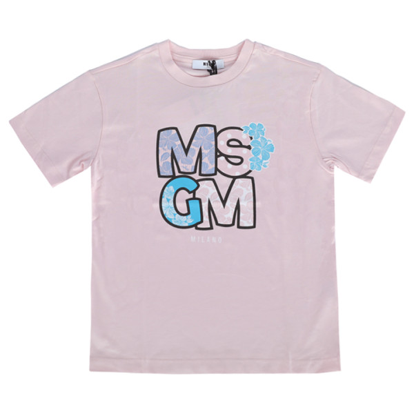 ◆키즈◆24SS 키즈 플라워 로고 프린팅 티셔츠 핑크 S4MSJGTH071 709