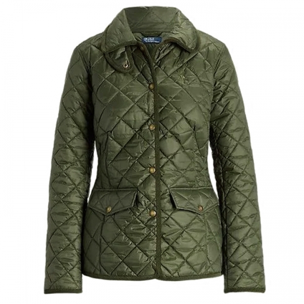 ◆당일◆23FW 포니 자수 다이아몬드 퀄팅 자켓 그린 211902996 004