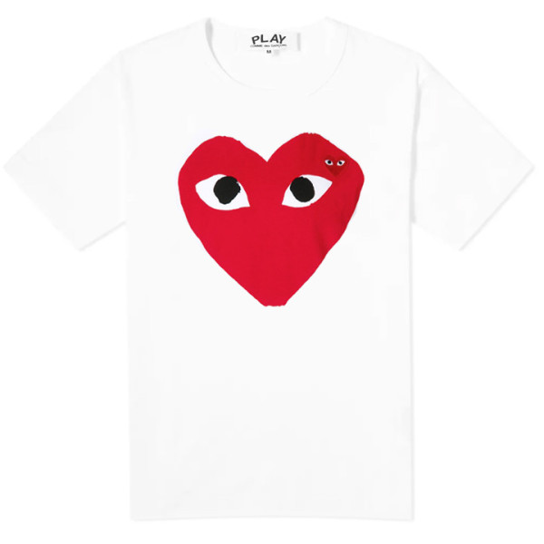 ◆당일◆24SS 더블 하트 레드 와펜 티셔츠 화이트 AZ-T026-051-1