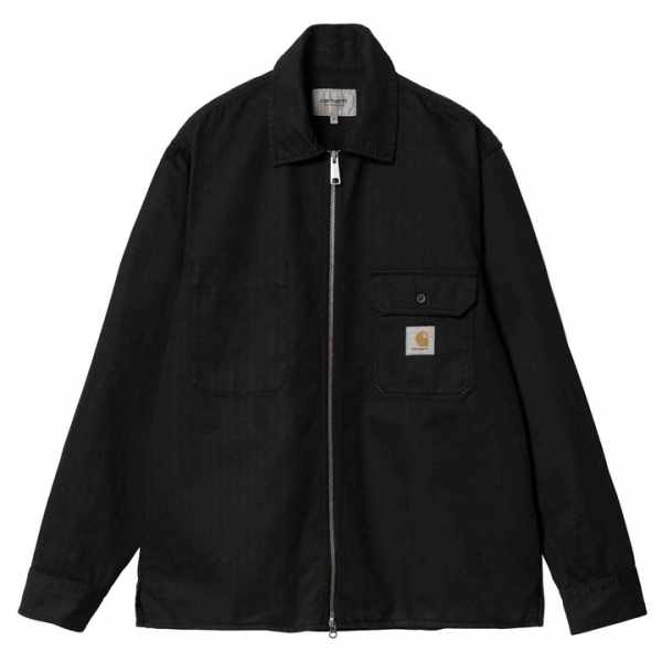 ◆당일◆24SS 가먼트 다이드 로고 패치 셔츠 집업 자켓 블랙 I033276 89GD