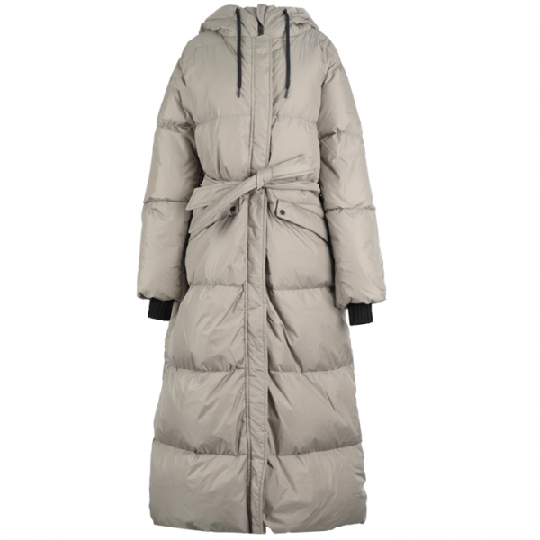 ◆당일◆23FW 퀄팅 벨티드 롱 후드 패딩 자켓 그레이베이지 PI001742D 12004 2900