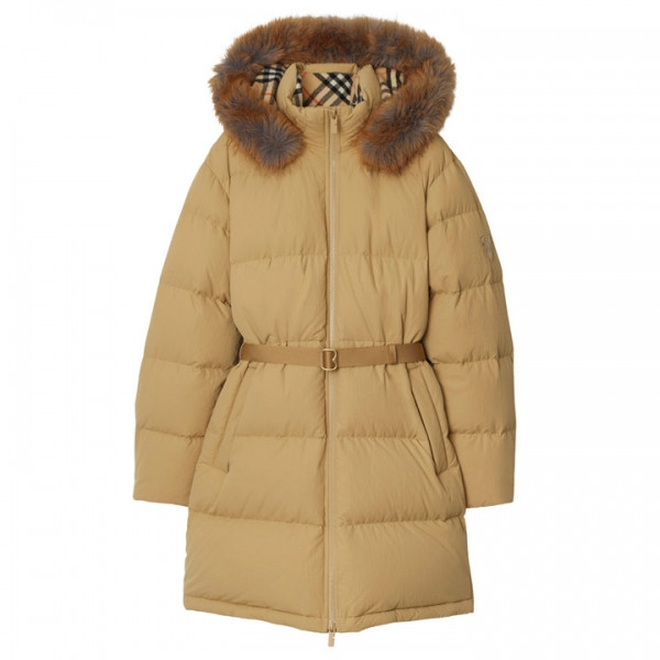 ◆당일◆24FW 로고 패치 벨티드 퍼 패딩자켓 샌드 8097992