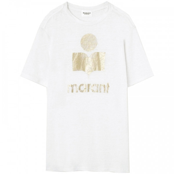 ◆당일◆25SS 쥬얼 ZEWEL 로고 린넨 티셔츠 화이트/라이트골드 TS0001FB A1N10E WHLG