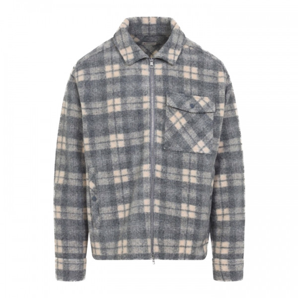 ◆당일◆25FW 로고 패치 플란넬 체크 울 자켓 그레이 2F000 19 89B55 F09