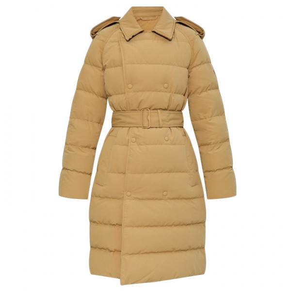 ◆당일◆24FW 로고 패치 더블 브레스트 벨티드 롱 패딩자켓 샌드 8097986