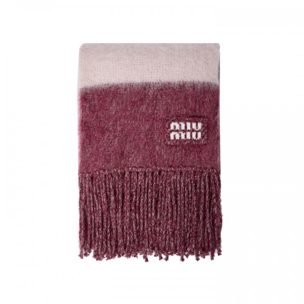 ◆당일◆25FW 로고 패치 스트라이프 모헤어 머플러 아마란스/피치 5FS094 2CVE F04BG