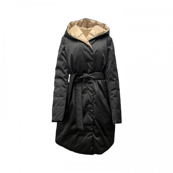 ◆당일◆25FW 우죠소 UGGIOSO 리버시블 로브 다운 자켓 블랙/베이지 2525496112 002