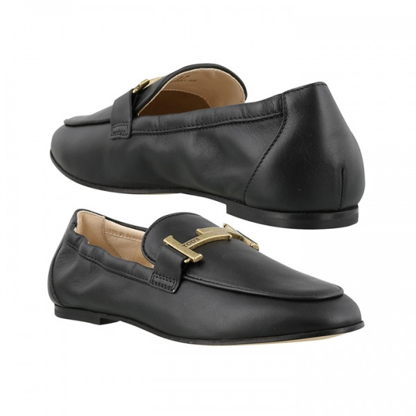 ◆당일◆25FW 여성 금장 더블 T 로퍼 블랙 XXW79A0DE70 MID B999