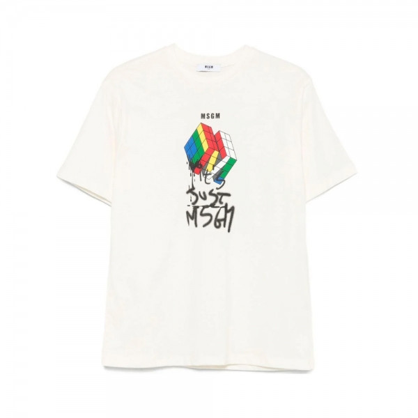 ◆키즈◆25FW 여성 큐브 로고 티셔츠 아이보리 F5MSJBTH302 013
