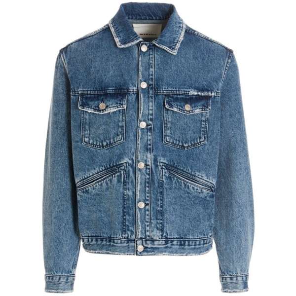 ◆당일◆23FW 잔고 JANGO 백 로고 자수 데님 자켓 블루 VE0061HA A3G10H 30BU
