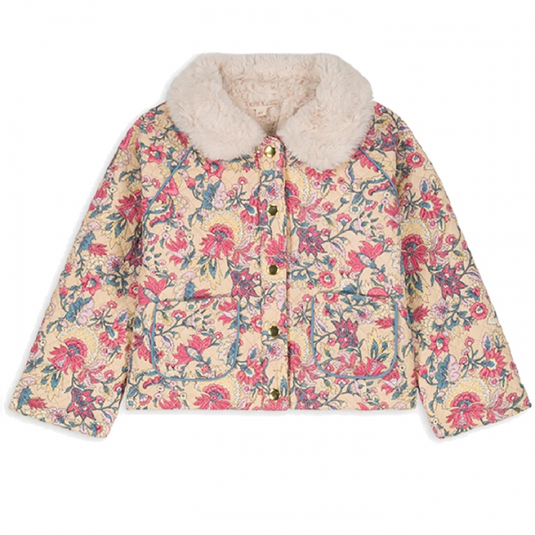 ◆키즈◆23FW 키즈 JASMINA 플로럴 패턴 폭스 퍼 패딩 자켓 멀티 J0397 BUFLO