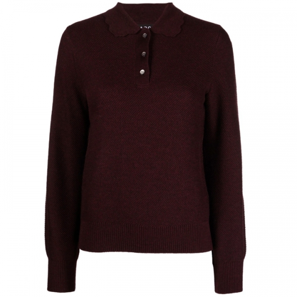 ◆당일◆23FW 올리비아 OLIVIA 카라 울 니트 다크버건디 WVBBO F23173 PGB