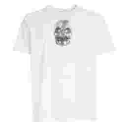 ◆12주년◆레인보우 스컬 프린팅 슬림핏 티셔츠 화이트 M2R 010R FP2620 01