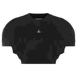 ◆당일◆24SS 로고 자수 크롭 티셔츠 블랙 1G01000A J004A N401