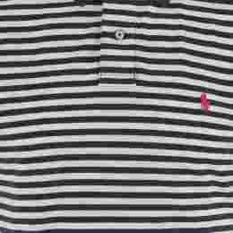 ◆당일◆25SS 포니 자수 스트라이프 폴로 티셔츠 네이비/화이트 710956682 001