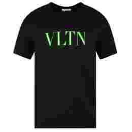 ◆11주년◆VLTN 네온 로고 프린트 티셔츠 블랙 UV3MG10V 3LE IN4