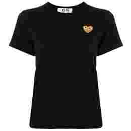 ◆당일◆22SS 여성 골드 하트 와펜 패치 티셔츠 블랙 AZ-T215-051-1