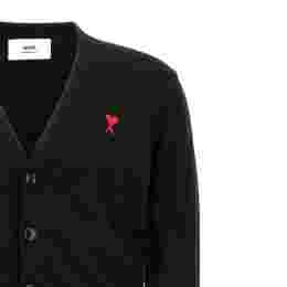 ◆당일◆25SS 하트 로고 브이넥 메리노 울 가디건 블랙 BFHKC111 KN0025 001