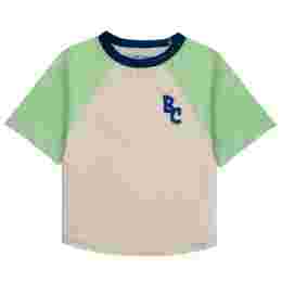 ◆키즈◆24SS 키즈 BC 로고 컬러 블록 루즈핏 티셔츠 화이트/그린 124AC017 350