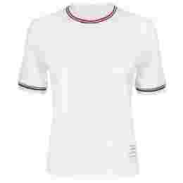 ◆당일◆23FW 스트라이프 넥 티셔츠 화이트 FJS152A J0055 100