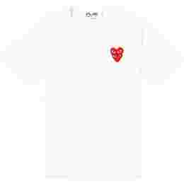◆당일◆24SS 더블 레드 하트 와펜 티셔츠 화이트 AZ-T288-051-2