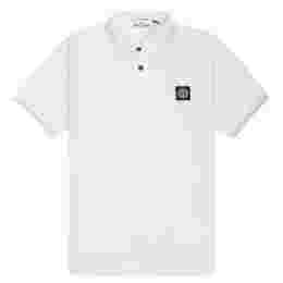 ◆당일◆22FW 로고 패치 카라 라이닝 티셔츠 화이트 101522S18 V4001