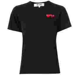 ◆당일◆22SS 여성 더블 레드 하트 와펜 티셔츠 블랙 AZ-T225-051-1