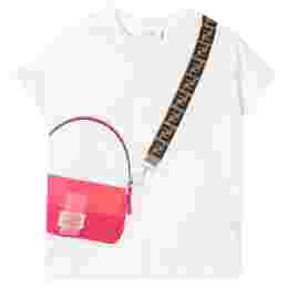 ◆키즈◆23SS 키즈 핑크 크로스백 프린트 티셔츠 화이트 JFI223 7AJ F1DEZ