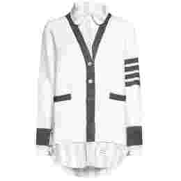 ◆당일◆23FW 사선 완장 옥스포드 레이어드 셔츠 자켓 화이트 FKC534A Y3007 100